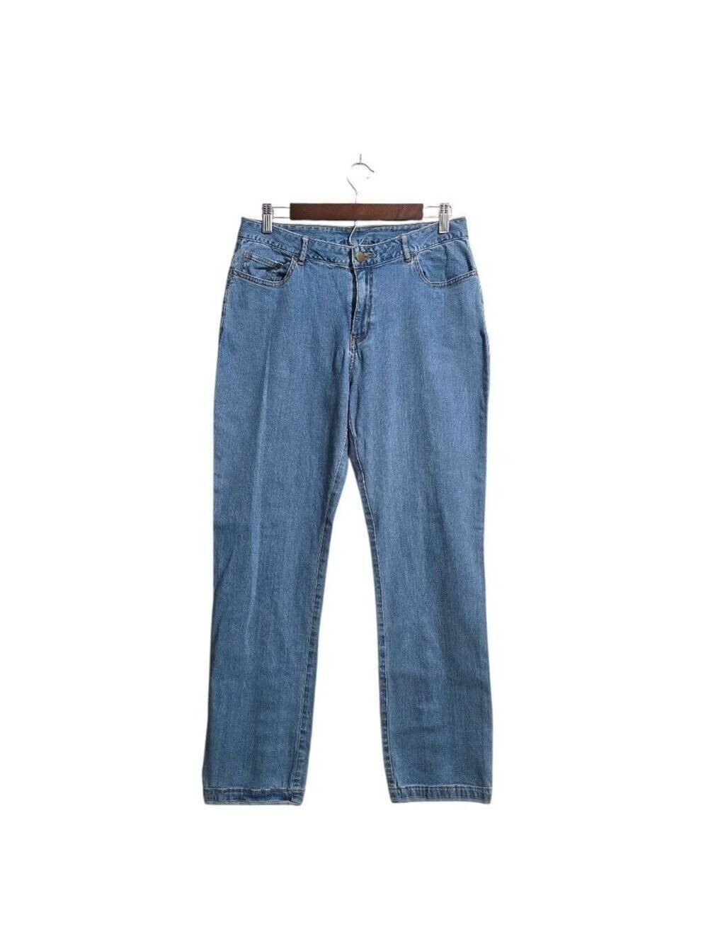 Soft Surroundings Mid-Rise Tapered Leg Back Button Jeans Sz 10